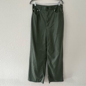 Urban Outfitters High & Wide Green Faux Leather‎ Pants Vegan, Women’s Size 30x30
